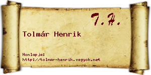 Tolmár Henrik névjegykártya